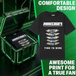 Minecraft T-Shirt for Boys, Short Sleeve Graphic Tees, Crew Neck Summer Tops, Creeper Gamer Gifts for Boys 7-15 (11-12 Years, Black Minecraft)