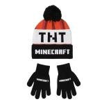 Minecraft Creeper TNT Youth Winter Two Way Hat and Knit Gloves Cold Weather Set