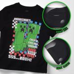 Minecraft Creeper Boys 3-Piece Set - Short Sleeve Graphic T-Shirt, Shorts & Socks - Complete Summer Outfit for Kids (Black/Gray, Size 5/6)