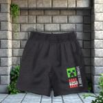 Minecraft Creeper Boys 3-Piece Set - Short Sleeve Graphic T-Shirt, Shorts & Socks - Complete Summer Outfit for Kids (Black/Gray, Size 5/6)