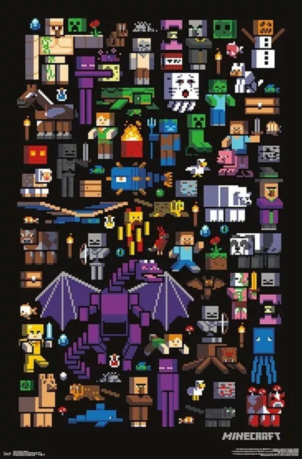 MINECRAFT - MOBBERY POSTER - 22x34 - COLLAGE 17537 Game Room Man Cave