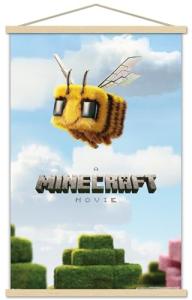 Trends International A Minecraft Movie - Bee One Sheet Wall Poster with Magnetic Frame, 34L x 22.4W, Print and Beechwood Hanger Bundle