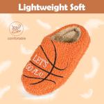 Orthoshoes Boys Ball Sports Slippers, Soft Curly Plush House Shoes, Non-Slip Indoor Sports Fans Slipper, Cozy Warm Gift for Kids