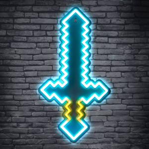 Minecraft Diamond RGB Sword Novelty Wall Light Neon