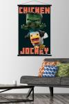 A Minecraft Movie - Chicken Jockey Wall Poster with Magnetic Frame, 34L" x 22.4W", Print and Black Hanger Bundle