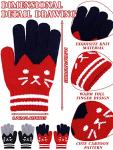 2 Pairs Kids Winter Gloves Full Finger Knitted Gloves Warm Stretchy Mittens for Boys Girls Supplies (Black, Red)