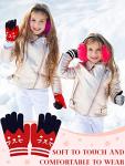 2 Pairs Kids Winter Gloves Full Finger Knitted Gloves Warm Stretchy Mittens for Boys Girls Supplies (Black, Red)