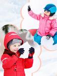 2 Pairs Kids Winter Gloves Full Finger Knitted Gloves Warm Stretchy Mittens for Boys Girls Supplies (Black, Red)
