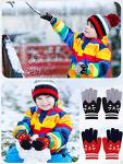 2 Pairs Kids Winter Gloves Full Finger Knitted Gloves Warm Stretchy Mittens for Boys Girls Supplies (Black, Red)