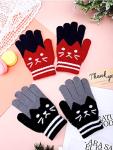 2 Pairs Kids Winter Gloves Full Finger Knitted Gloves Warm Stretchy Mittens for Boys Girls Supplies (Black, Red)
