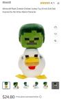🐔🟩 Minecraft 8" Plush ZOMBIE CHICKEN JOCKEY Toy Stuffed Animal ✅ NEW WITH TAGS