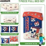 NEW Jay Franco Minecraft Creeper Full Double Comforter Set 7 Piece Bedding Set 