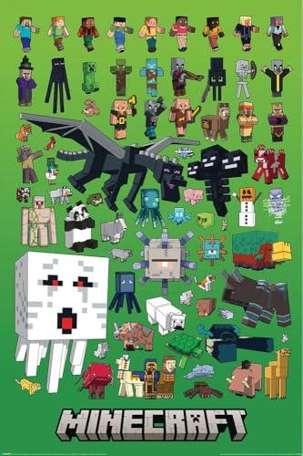 BUY ART FOR LESS Officially Licensed Minecraft - Character Montage Art Poster - 24 x 36 Inch - Decorative Print - Poster Paper - Ready to Frame