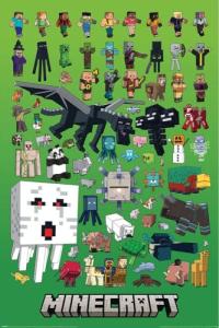 BUY ART FOR LESS Officially Licensed Minecraft - Character Montage Art Poster - 24 x 36 Inch - Decorative Print - Poster Paper - Ready to Frame
