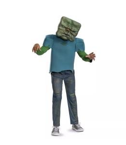 Minecraft Movie ZOMBIE Jumpsuit Costume Size L 10-12 Mask Glows NIP Unisex