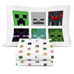 Sunny Side Up Minecraft Creeper & Animals Twin Sheet Set - 3 Piece Kids Bedding Set Includes Pillow Cover - Super Soft Microfiber Sheets