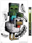 Minecraft: Metro Art - Chicken Jockey Wall Poster, 34L" x 22.4W", Poster & Clip Bundle