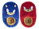 Sonic the Hedgehog 3D Slippers for Kids Cozy Soft House Shoes Knuckles & Sonic Plush - Blue/Red (Size 9-10 Toddler)