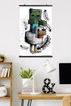 Minecraft: Metro Art - Chicken Jockey Wall Poster, 34L" x 22.4W", Poster & Clip Bundle