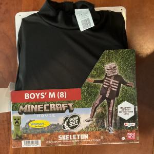 Minecraft Movie Skeleton Costume Size 8 Includes: Jumpsuit,Pop Out Torso, Mask