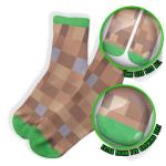 Minecraft Creeper Boys 3-Piece Set - Short Sleeve Graphic T-Shirt, Shorts & Socks - Complete Summer Outfit for Kids (Cream/Green, Size 7)