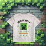 Minecraft Creeper Boys 3-Piece Set - Short Sleeve Graphic T-Shirt, Shorts & Socks - Complete Summer Outfit for Kids (Cream/Green, Size 7)