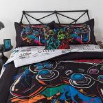 qjmiaofang Gaming Bedding Set Twin 6 Pieces Game Comforter Sets for Kids Boys Video Game Bed in A Bag with Controller Sheets All Season Gamepad Printed Children Gaming Bed Set with Pillowcase Decor