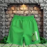 Minecraft Creeper Boys 3-Piece Set - Short Sleeve Graphic T-Shirt, Shorts & Socks - Complete Summer Outfit for Kids (Cream/Green, Size 7)