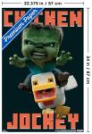 A Minecraft Movie - Chicken Jockey Wall Poster with Pushpins, 34L" x 22.4W", Premium Poster & Push Pin Bundle