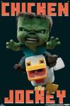 A Minecraft Movie - Chicken Jockey Wall Poster with Pushpins, 34L" x 22.4W", Premium Poster & Push Pin Bundle