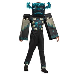 Disguise Minecraft Warden Costume, Official Deluxe Minecraft Costume for Kids with Headpiece and Jumpsuit, Child Size (10-12)