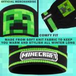 Minecraft Boys Winter Set, 6–14 Yrs, 3Pc Beanie Scarf Gloves, 2Pc Knit Cap Mitts, 1 Pc Bucket Hat|Beanie Gifts for Boys (6-14 Years, Black Hat & Gloves)