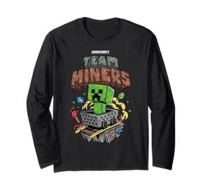 Minecraft Team Miners Creeper Minecart Graffiti Style Long Sleeve T-Shirt