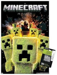 A Minecraft Movie - Creeper Explosion Wall Poster with Push Pins, 22.4L" x 14.7W", Premium Poster & Push Pin Bundle