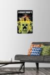 A Minecraft Movie - Creeper Explosion Wall Poster with Push Pins, 22.4L" x 14.7W", Premium Poster & Push Pin Bundle