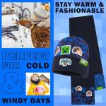 Minecraft Boys Winter Set, 6–14 Yrs, 3Pc Beanie Scarf Gloves, 2Pc Knit Cap Mitts, 1 Pc Bucket Hat|Beanie Gifts for Boys (6-14 Years, Blue Hat Scarf Gloves)