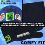 Minecraft Boys Winter Set, 6–14 Yrs, 3Pc Beanie Scarf Gloves, 2Pc Knit Cap Mitts, 1 Pc Bucket Hat|Beanie Gifts for Boys (6-14 Years, Blue Hat Scarf Gloves)