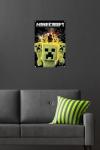 A Minecraft Movie - Creeper Explosion Wall Poster with Push Pins, 22.4L" x 14.7W", Premium Poster & Push Pin Bundle