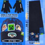 Minecraft Boys Winter Set, 6–14 Yrs, 3Pc Beanie Scarf Gloves, 2Pc Knit Cap Mitts, 1 Pc Bucket Hat|Beanie Gifts for Boys (6-14 Years, Blue Hat Scarf Gloves)
