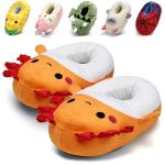 IceUnicorn Toddler Slippers Kids Cute Novelty Animal House Shoes Girls Boys Christmas Plush Warm Bedroom Indoor Slipper Washable (Orange Axolotl, 24/25)