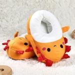 IceUnicorn Toddler Slippers Kids Cute Novelty Animal House Shoes Girls Boys Christmas Plush Warm Bedroom Indoor Slipper Washable (Orange Axolotl, 24/25)