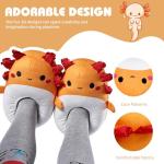 IceUnicorn Toddler Slippers Kids Cute Novelty Animal House Shoes Girls Boys Christmas Plush Warm Bedroom Indoor Slipper Washable (Orange Axolotl, 24/25)