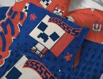 Jay Franco Minecraft Creeper Twin Comforter Set - 5 Piece Bedding Includes Sheet Set & Pillow Covers - Super Soft Red & Blue Oishi Market Kids Bedding
