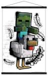 Trends International Minecraft: Metro Art - Chicken Jockey Wall Poster with Magnetic Frame, 34L x 22.4W, Print and Black Hanger Bundle