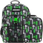 Bioworld Minecraft Creepers 2-Piece 16" Premium Backpack & Lunch Kit Set For School And Travel
