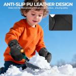 rivmount Kids Toddler 3M Winter Cold Weather Gloves Mittens Warm Thermal Waterproof Windproof Ski for baby boys girls(Black S)