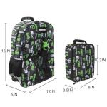 Bioworld Minecraft Creepers 2-Piece 16" Premium Backpack & Lunch Kit Set For School And Travel