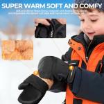 rivmount Kids Toddler 3M Winter Cold Weather Gloves Mittens Warm Thermal Waterproof Windproof Ski for baby boys girls(Black S)