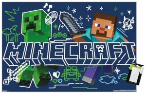 Trends International Minecraft: Doodle - Steve & Creeper Variant Wall Poster, 34L x 22.4W, Premium Poster & Mount Bundle