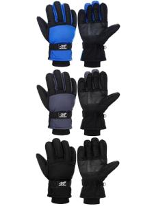 Geyoga 3 Pairs Kids Winter Ski Gloves Waterproof Snow Mittens Windproof Warm Gloves for Girls Boys Cold Weather(Blue, Gray, Black,6-10 Years)